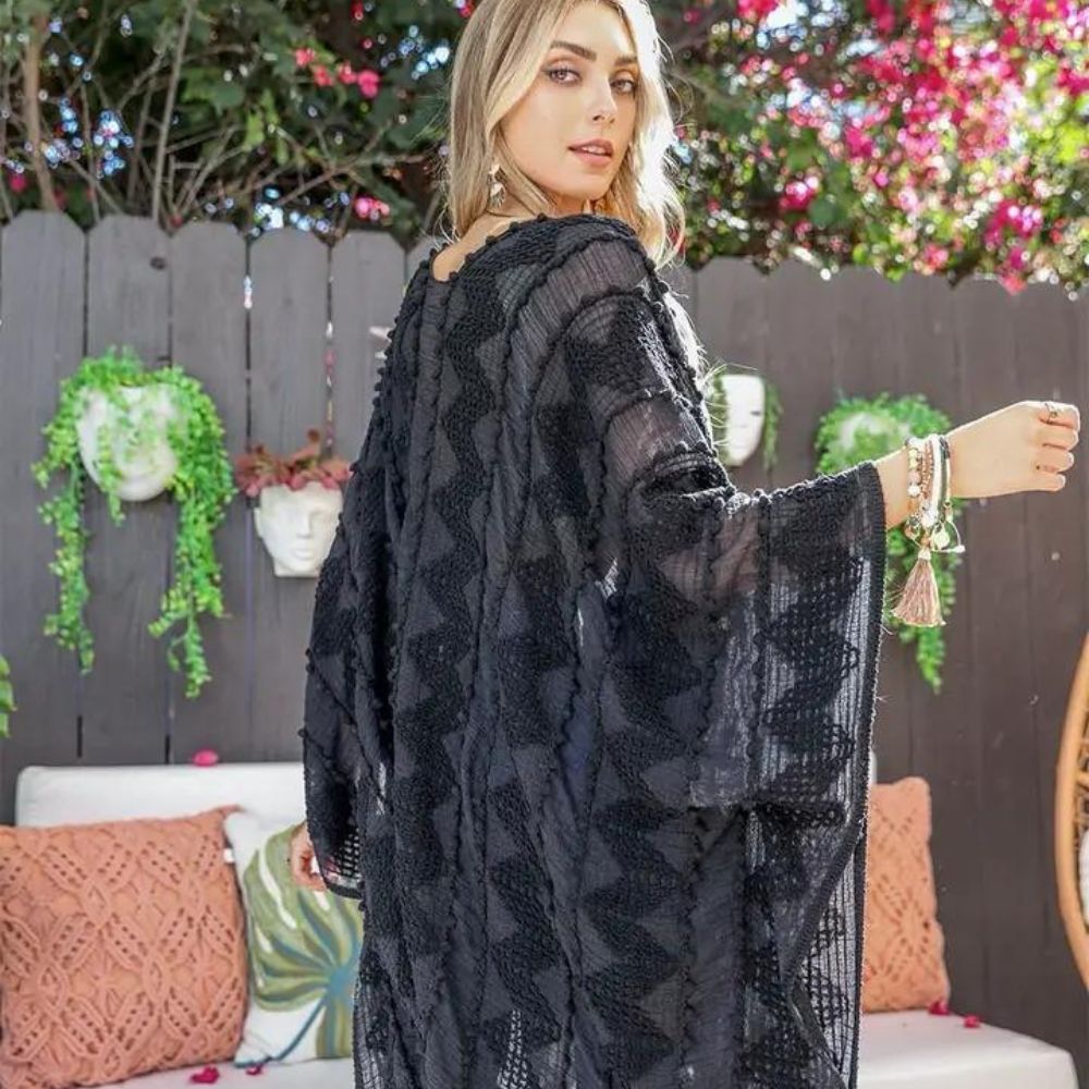 Flowing kimono displayed in the boutique